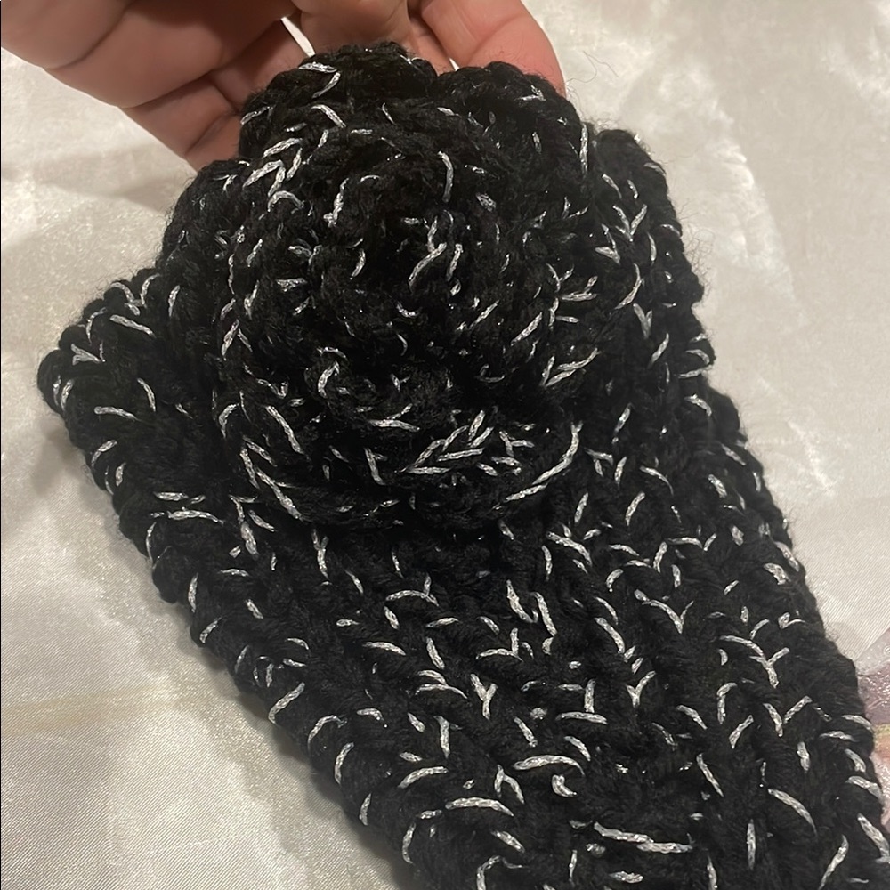 Black and Silver Knitted Headband